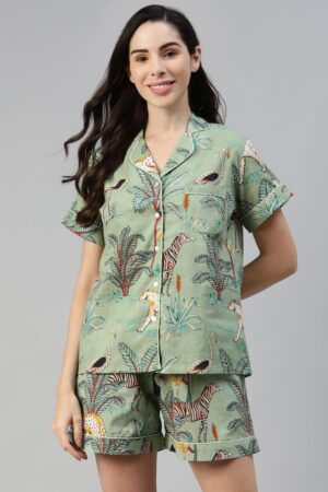 Light Green Tropical Nightwear Set