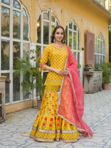 Zest & Bloom Yellow Sharara Set