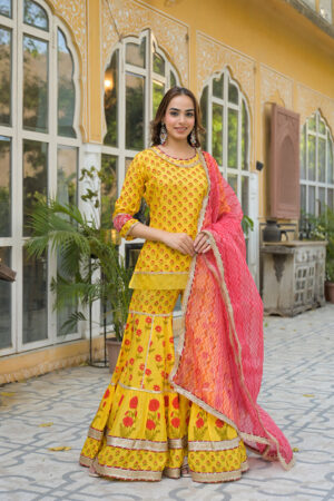 Zest & Bloom Yellow Sharara Set