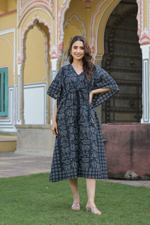 Black & White Maxi Kaftan Dress