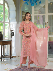 Peach Phoolwari Charm Suit Set