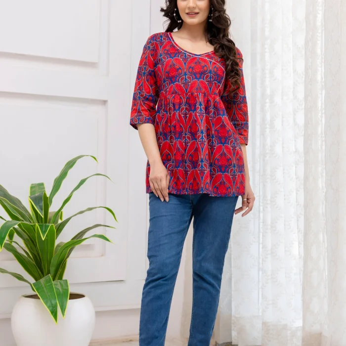Red Paisley Royale Peplum