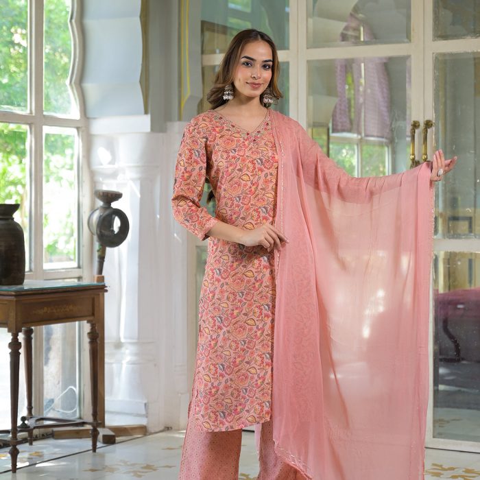 Peach Phoolwari Charm Suit Set