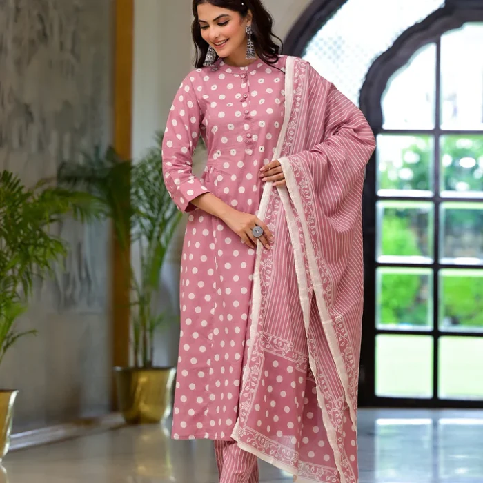 Chic Polka Dot Kurta Set