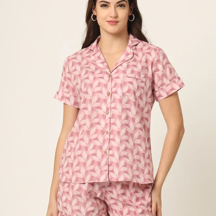 Blush Leaf Pure Cotton Nightwear Set