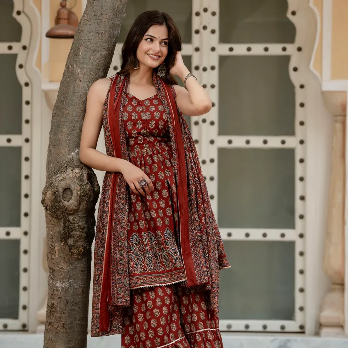 Mandala Ethnic Peplum Sharara Set