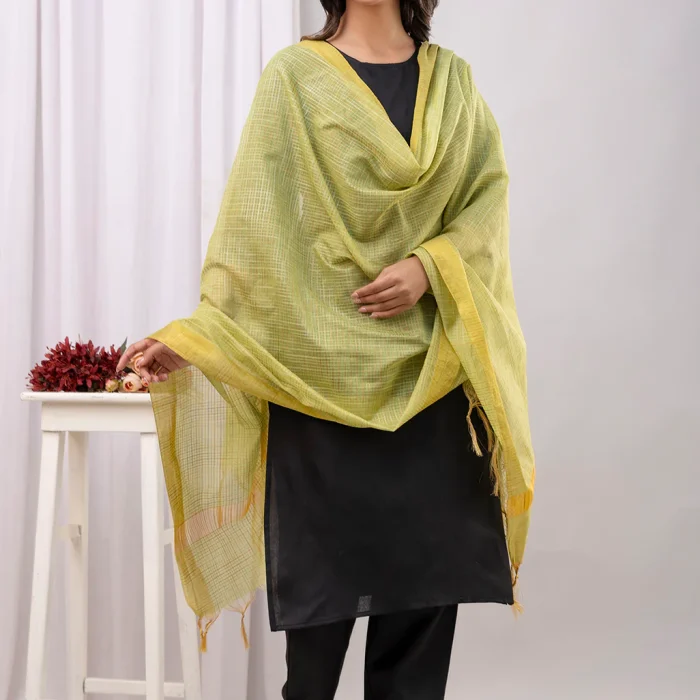 Black Suit with Green Kota Doria Dupatta