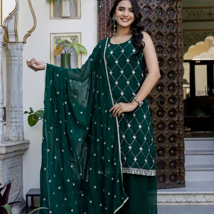 Emerald Green Sequins Suit Set