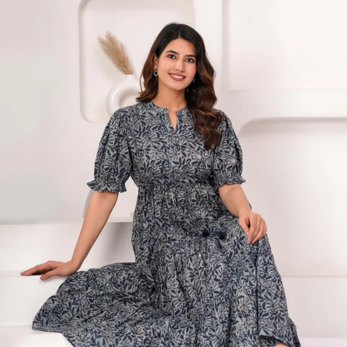 Whispering Leaves Cotton Maxi Dress