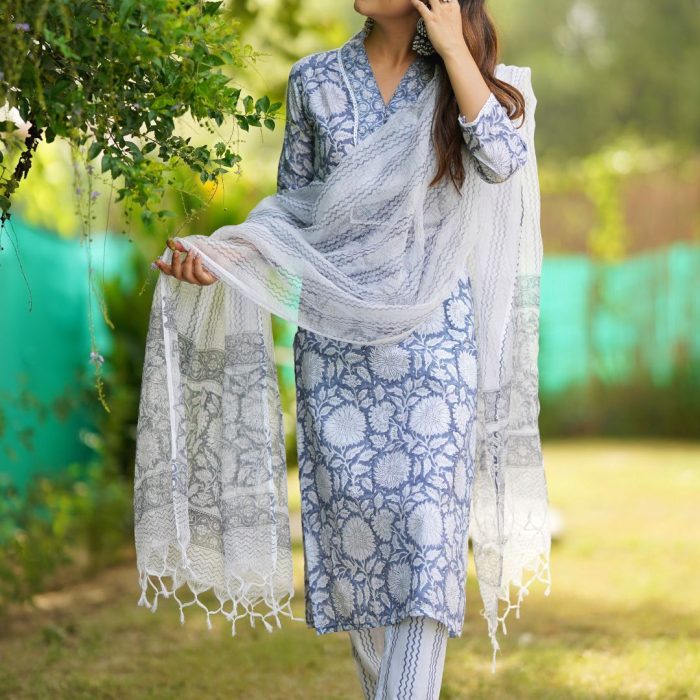 Phoolvati in Blue Pure Cotton Suit