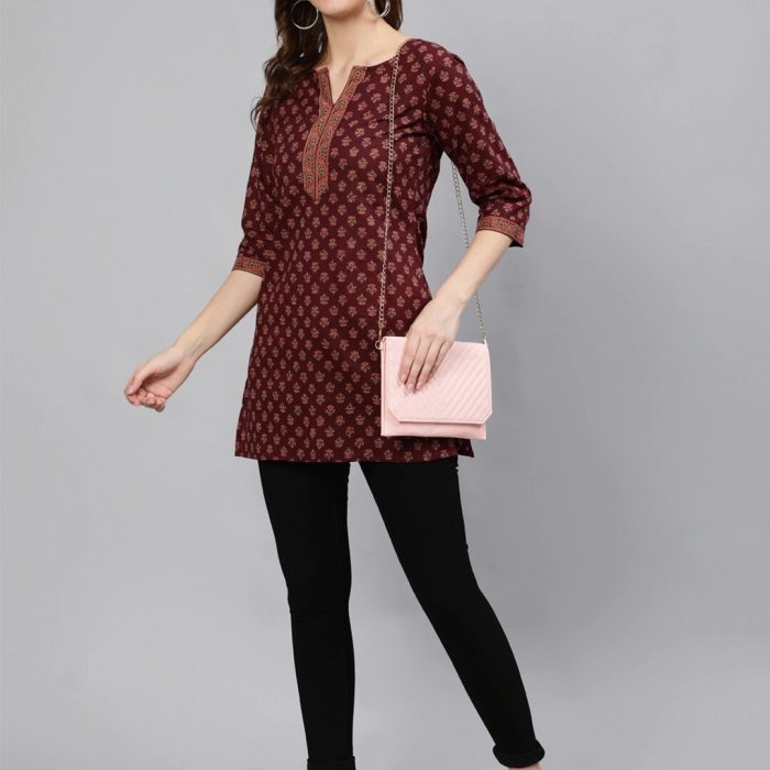 Elegant Maroon Floral Kurti